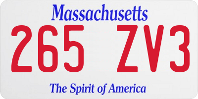 MA license plate 265ZV3