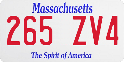 MA license plate 265ZV4