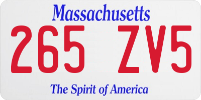 MA license plate 265ZV5
