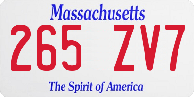 MA license plate 265ZV7