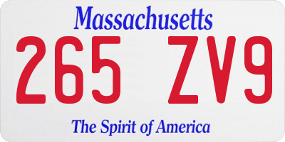 MA license plate 265ZV9
