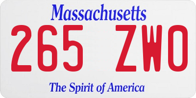 MA license plate 265ZW0