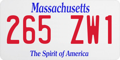 MA license plate 265ZW1