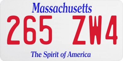 MA license plate 265ZW4
