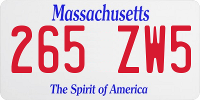 MA license plate 265ZW5