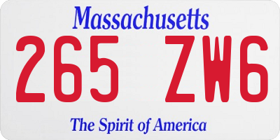 MA license plate 265ZW6
