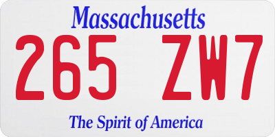 MA license plate 265ZW7