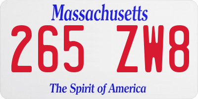MA license plate 265ZW8
