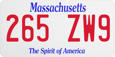 MA license plate 265ZW9