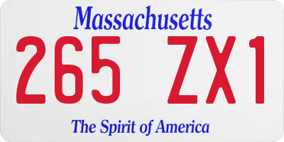 MA license plate 265ZX1
