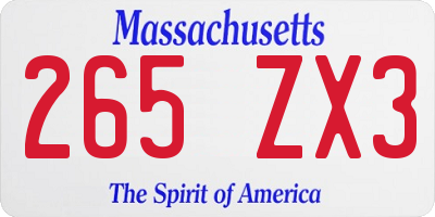 MA license plate 265ZX3