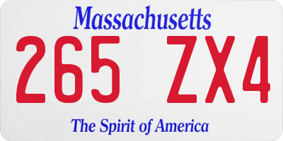 MA license plate 265ZX4