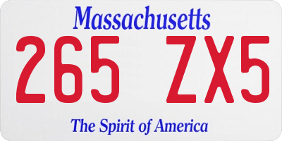 MA license plate 265ZX5