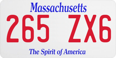 MA license plate 265ZX6