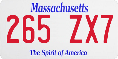 MA license plate 265ZX7