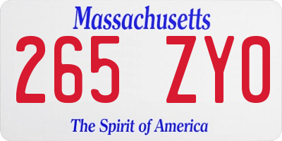 MA license plate 265ZY0