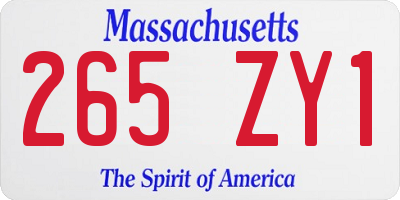 MA license plate 265ZY1