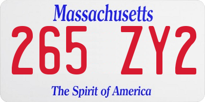 MA license plate 265ZY2