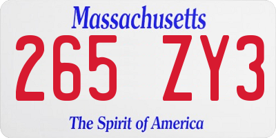 MA license plate 265ZY3