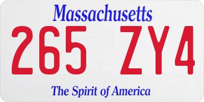 MA license plate 265ZY4