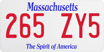 MA license plate 265ZY5