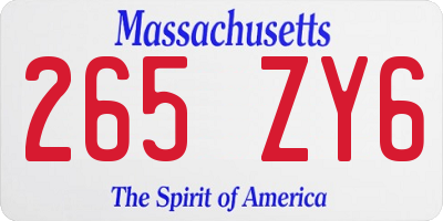 MA license plate 265ZY6