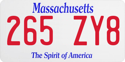 MA license plate 265ZY8
