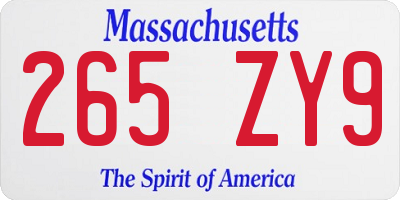 MA license plate 265ZY9
