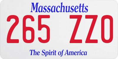 MA license plate 265ZZ0
