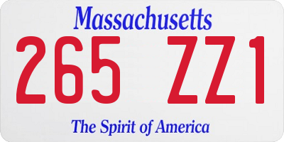 MA license plate 265ZZ1