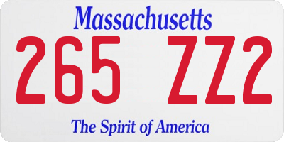 MA license plate 265ZZ2