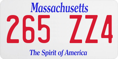 MA license plate 265ZZ4