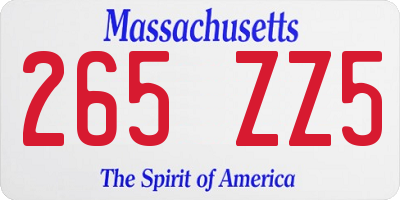 MA license plate 265ZZ5