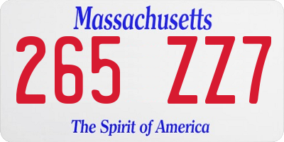 MA license plate 265ZZ7