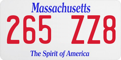MA license plate 265ZZ8