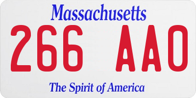 MA license plate 266AA0