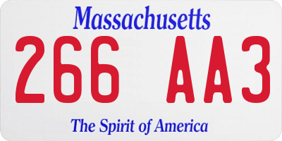 MA license plate 266AA3