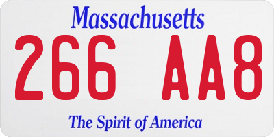 MA license plate 266AA8