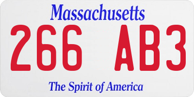MA license plate 266AB3
