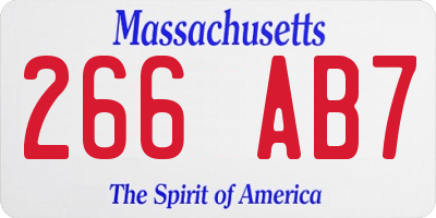 MA license plate 266AB7