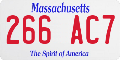 MA license plate 266AC7