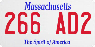 MA license plate 266AD2