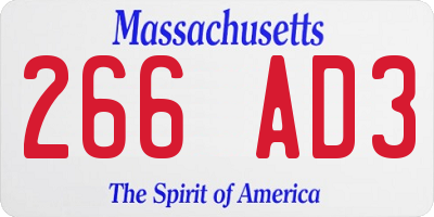 MA license plate 266AD3