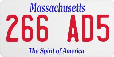 MA license plate 266AD5