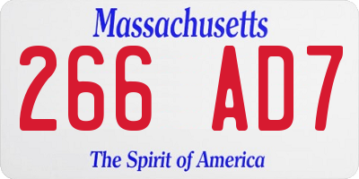 MA license plate 266AD7