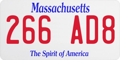 MA license plate 266AD8