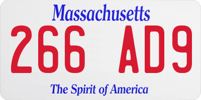 MA license plate 266AD9