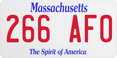MA license plate 266AF0