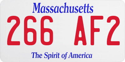 MA license plate 266AF2