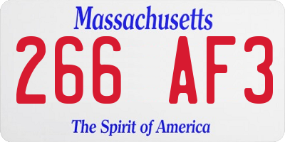MA license plate 266AF3